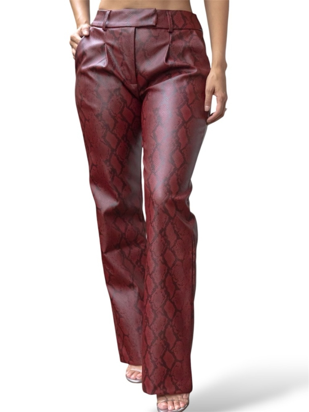 Tonal Snake Print Straight Leg Pant